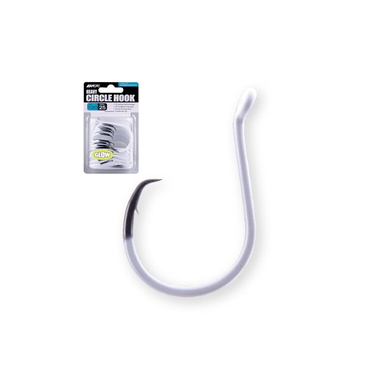 BKK Heavy Circle Hooks Glow Bulk Pack 8/0 Qty 25