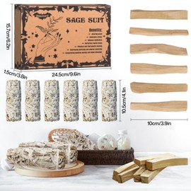 BBLTIFF 12 pieces smoking set, 6 pieces white sage and 6 pieces Palo Santo, sage smoking, white sage for smoking, ideal for smoking negative energy, promotes meditation rituals