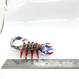 Sansukjai Scorpion Miniature Figurines Animals Hand Painted Blown Glass Art Collectible Gift Decorate 3 inches (Multi-Blue)