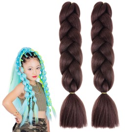 Klasse Wig Specialty Shop Braided Hair Bundles, Set of 2, Extensions, Kids, Dance, Cornrow, Volume, Braided, Gradation, Heat Resistant, 32 Colors to Choose From Children to Adults, Dark Brown
