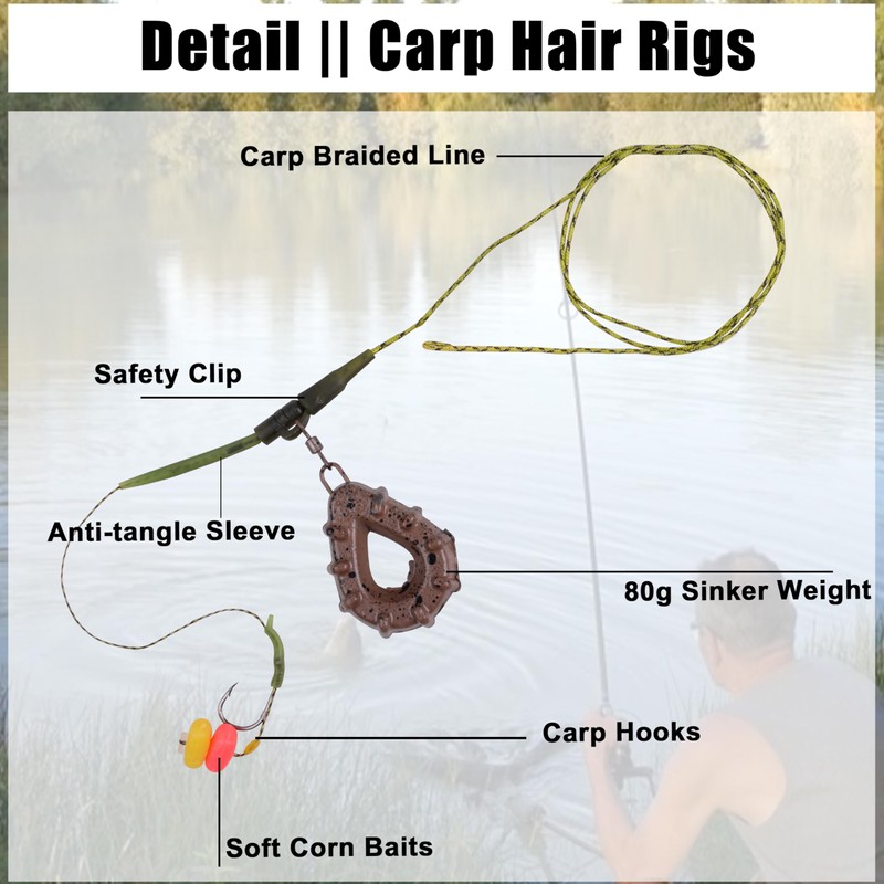 Carp Fishing Hair Rigs Kit, Carp Fishing Accessories Set Boilies