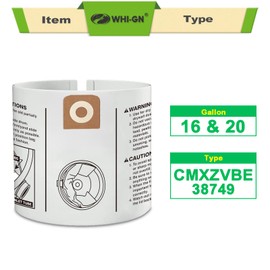 12 Pack Vacuum Bags Replacement for Craftsman shop vac bags 16 Gallon, CMXZVBE38749 General Purpose Collection Bags, Fit CRAFTSMAN 16 & 20 Gal Wet/Dry Vacs Models# CMXEVBE17595 CMXEVBE17596