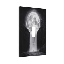 Modern Rustic Mystic Moonlight Star Sky 1 Gang Single Toggle Light Switch Cover Decorative Midnight Full Moon Wall Plate Nature Wilderness Mountain Lake Electric Outlet Cover Faceplate Decor