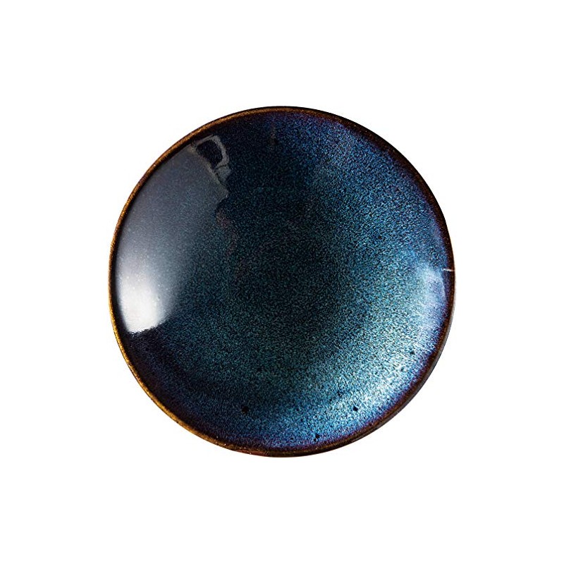 Yamashita Kogei 45025720 Medium Plate, Sea Mine Glaze, Diameter 7.1