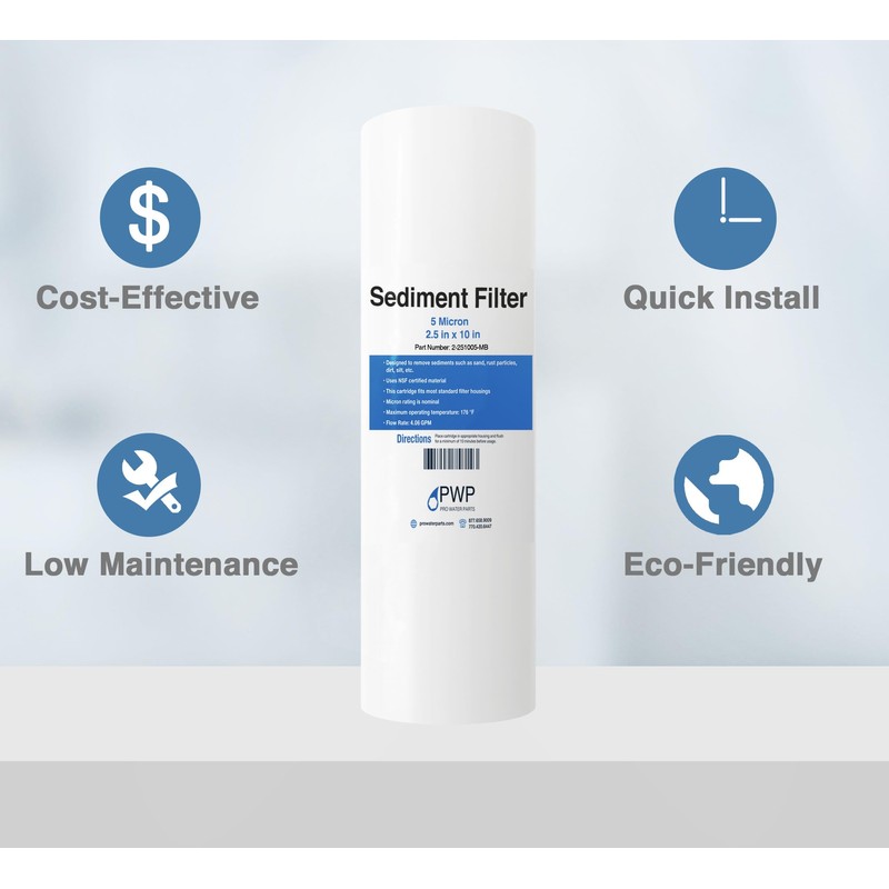 Sediment Melt Blown Water Filter Cartridge Standard 2.5x10" 5 Micron