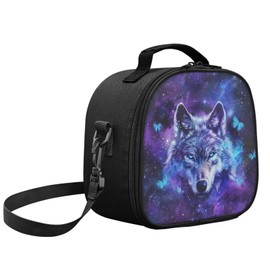 TOADDMOS Kids Lunch Bag Galaxy Space Wolf Butterfly School Thermal Meal Tote Kit for School Picnic Travel Work Lunch Crossbody Bag