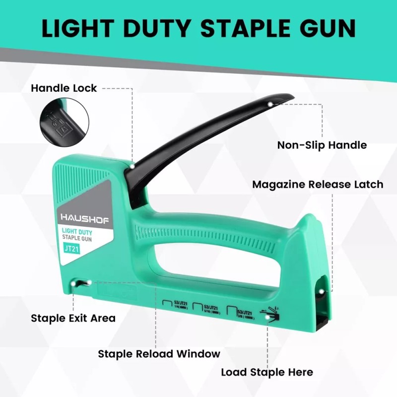 HAUSHOF Light Duty Staple Gun Upholstery Staple Gun w/Remover 800PC