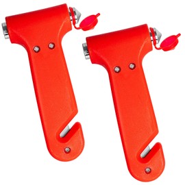 2 Pack Emergency Car Window Breaker Life Hammer with Seatbelt Cutter, Car Glass Breaker Seat Belt Cutter and Window Breaker 2-in-1 Car Safety Hammer for Bus Truck Van Car Escape Tools