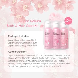 Sakura Travel Shampoo and Conditioner Set – Travel Size Shampoo and Conditioner for Women, Perfect Sakura Shower Gift Set with Moisturizing, Nourishing Formula for Soft, Frizz-Free Hair on the Go