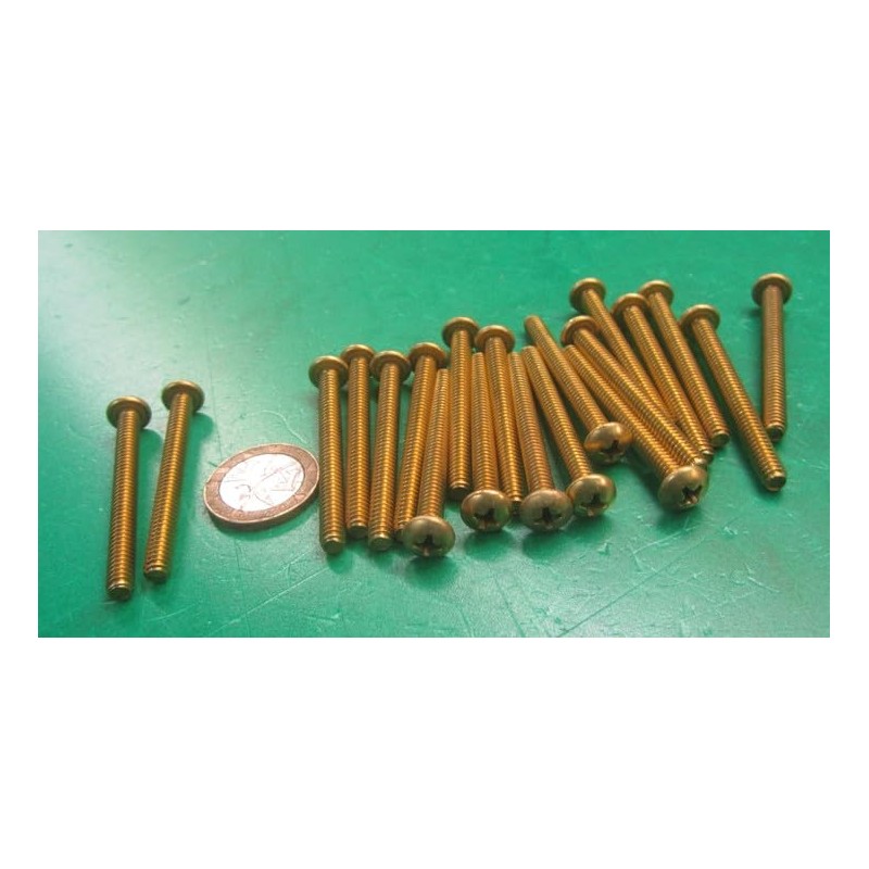 Brass Pan Head Phillips Machine Screws, FT, 10-24 Thread Size