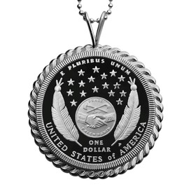 US 2004 Lewis and Clark Commemorative 90% Silver Proof Dollar Coin Solid 925 Sterling Silver Necklace NEW
