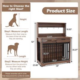 38" Furniture Style Dog Crate, Heavy Duty Dog Cage Table with 2 Storage Drawers and Shelves, Side End Table with Sliding Door for Dogs Indoor, Brown