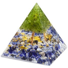 Nupuyai Sodalite Tree of Life Healing Crystal Pyramid with Gift Box, Spiritual Ornament Quartz Point Reiki Energy Figurine for Protection