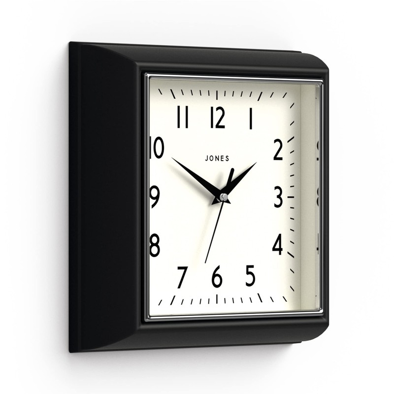 Jones Clocks® Mustard Square Retro Wall Clock Modern Colour Design