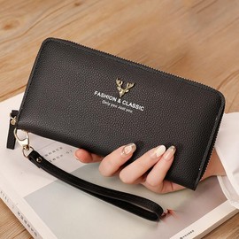 Long Purses for Women RFID Blocking Wallet Large Capacity Long Clutch Purse with Wristlet