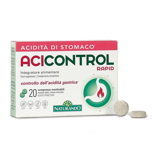Naturando Acicontrol Rapid 20 Compresse Masticabili Contro L'Acidità Gastrica