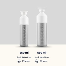 Dopper Insulated 580ml Silver Thermos Bottle - Double Walled, Leak-proof, Vacuum Insulated Bottle - 9 Hours Hot, 24 Hours Cold - Stainless Steel Drinking Bottle - Thermos Cup - Coffee Cup