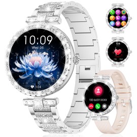 LIGE Reloj Inteligente Mujer con Llamadas Bluetooth Llamadas, 1.19" AMOLED Smartwatch Mujer con Función Femenina 100+Modos Deportivos Pulsómetro, Sueño, Impermeable IP68 para iOS Android Plata
