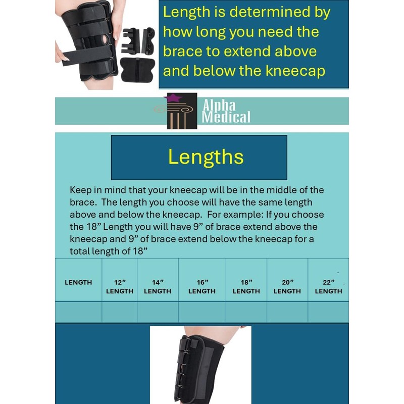 Alpha Medical 20” Long Adjustable Three Panel Orthopedic Knee Immobilizer