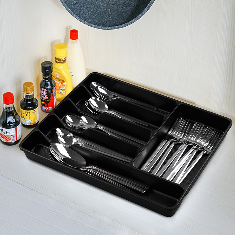 Morcte 1-Pack Plastic Silverware Cutlery Tray Organizer, Cutlery Holder Trays,