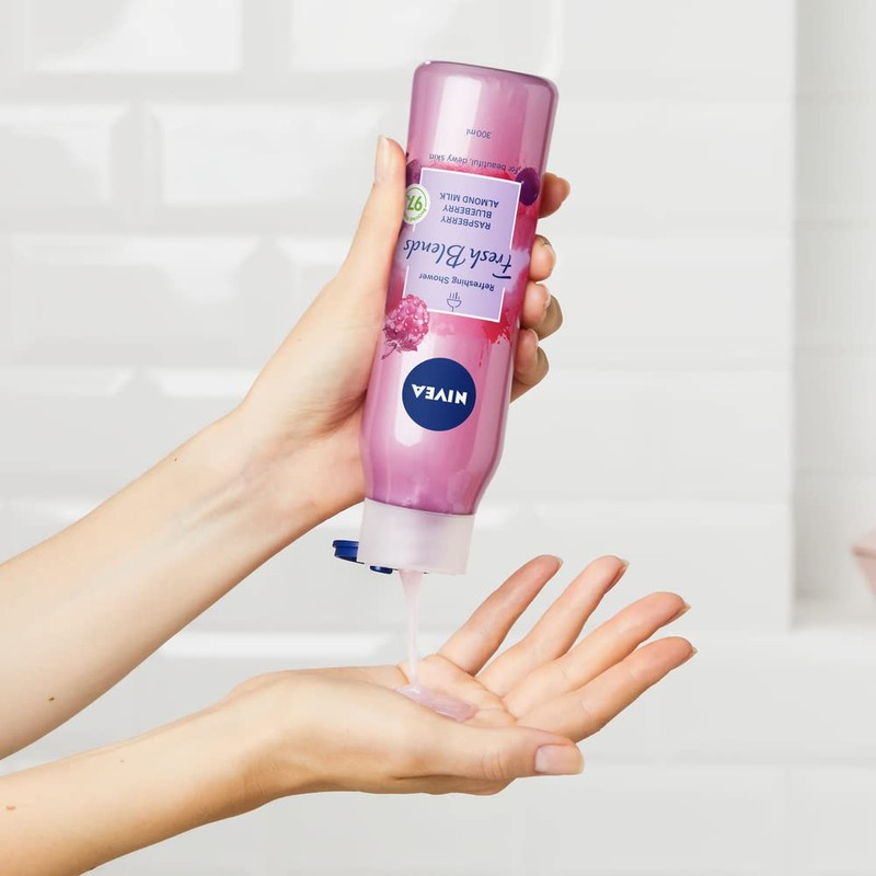 NIVEA Fresh Blends Raspberry Shower Gel (300ml), Raspberry-Scented Women's Shower