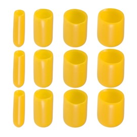 Rebower 80 Pack Screw Thread Protector Cover Rubber End Caps, [for Screw, Bolt, Rod End Cap] - 1/8 inch 1/4 inch 3/8 inch 1/2 inch inner dia/Yellow