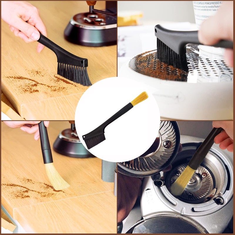 2 Pack Coffee Machine Cleaning Brush, Removable Dual Purpose Dusting