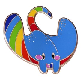 Cartoon Sea Creature Brooch Rainbow Manta Ray Enamel Pin Accessories Cute Alloy Badge Animal Pins Fashion Jewelry for Clothes Bags Jackets Decoration, Metal