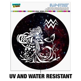 Aquarius Water-Bearer Zodiac Sign Horoscope in Space Automotive Car Window Locker Circle Bumper Sticker