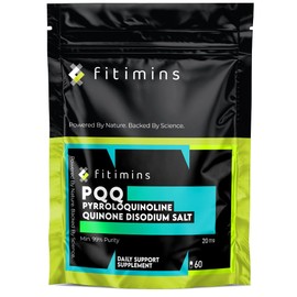 Fitimins PQQ 20mg (Pyrroloquinoline Quinone) | Vegan Capsules UK-Made with 99% Purity | Cell Health, Anti-Ageing, Stress & Anxiety Relief, Anti-Inflammatory & Energy Boost | Fitimins (60 Capsules)