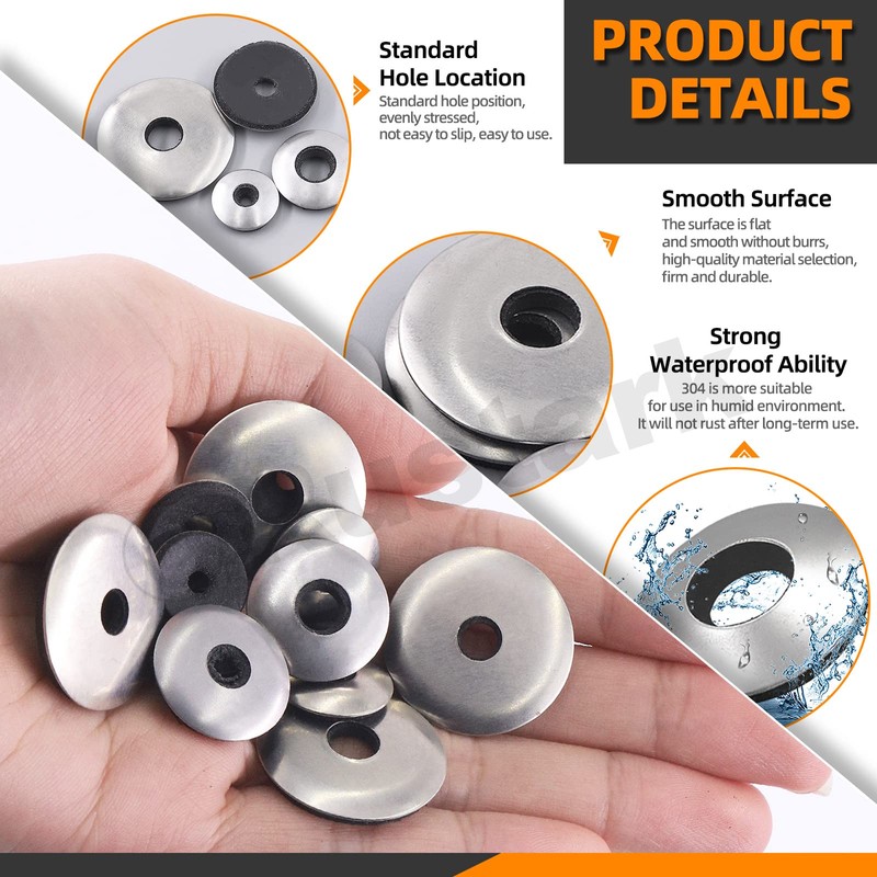 Rustark 350Pcs 8 Sizes #8#10#12#14 304 Stainless Steel Neoprene Sealing