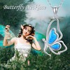 HUKKUN Butterfly Fairy Necklace for Women 925 Sterling Silver Blue