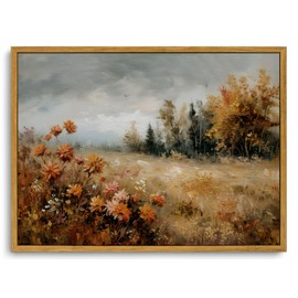 KISSFOX Vintage Fall Landscape Wall Art Framed Autumn Nature Scenery Canvas Prints Country Painting Picture Decor Artwork Rustic Farmhouse Gallery Office Living Room Bedroom Bathroom