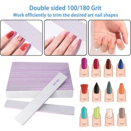 Nail Files (24 Packs), Professional 100/180 Grit Double Sided Emery Boards for Natural Nails Fingernail Toenail File Kit, Heavy Duty Emory Nail Filer Set Limas para Uñas Acrílicas Profesional