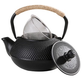 Auxmeware - Cast Iron Teapot With Infuser For Loose Leaf Tea And Teabags, Tea Kettle Stove Top Safe, Teapot 600ml/20oz