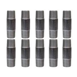 CMI Inc 1/2" x 2-1/2" Industrial Black Pipe, Malleable Cast Iron Pipe Nipple, for Vintage DIY Furniture Home Pipe Decor, 1/2 Inch Black Threaded Pipe Nipples and Fittings, 10 Pack (10, 1/2" x 2-1/2")