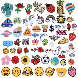 60PCS Random Assorted Styles Embroidered Patches, Iron on Patches Sew on Patches Embroidery Patches, Applique for Clothes Dress Hat Jeans DIY Accessories
