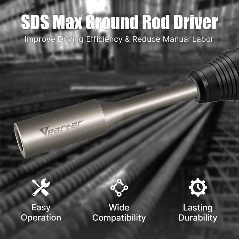 Vearter SDS MAX Shank T-Post Driver for 7/8'' Ground Rods,