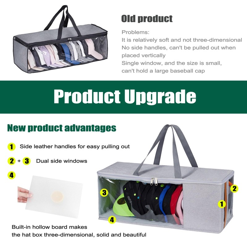 Veki Hat Organizer for Baseball Caps, Stackable Hat Storage Box,