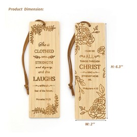 2 Pcs Bible Bookmarks for Women, Bamboo Religious Christian Bookmarks Gifts for Women Book Marks for Reading (Plant)