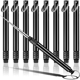 Metal Titanium Toothpicks, 8Pcs Black Reusable Keychain Telescopic Toothpick with Titanium Protective Case Holder, Multifunctional Stainless Steel Toothpick for Travel Picnic Camping - Color: Silver