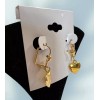 Unbranded Puffed Heart Dangle Drop Earrings with Lever Back Yellow