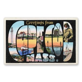 Squiddy Greetings from Cape Cod - Vinyl Sticker Decal for Phone, Laptop, Water Bottle (4" Wide)