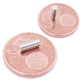 Brudazon 10 Mini Disc Magnets 3 x 1 mm N52 Strongest Level Neodymium Magnets Ultra Strong Power Magnet for Model Making, Photo, Whiteboard, Notice Board, Fridge, Crafts, Magnetic Disc Extra Strong