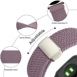 Braided Nylon Band Compatible with Garmin Forerunner 165/Forerunner 55 Watch Band, 20mm Soft Stretchy Replacement Strap for Garmin Forerunner 55/158/165/245/645 Music Smartwatch Women Men (Smoke Violet)