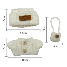 BTtime Plush Clothes, Knit Hat, Sweater, Bag, Replacement Clothes for Dolls, Love Clothes, Changeable Clothes, Cute, Dress-Up, DIY Accessories (Beige)