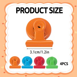 4PCS Fridge Magnets Clips Smooth Edge Scratch Resistant Colorful Magnetic Clips for Fridge Sturdy and Durable and Reusable Strong Sticky Whiteboard Magnets Clips for Kitchen Home Office School
