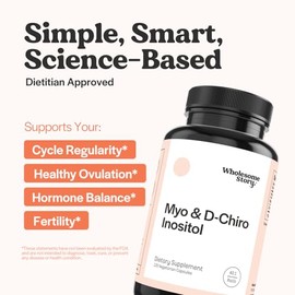 Myo-inositol y D-Chiro mezcla de inositol | Suministro de 30 días | Relación 40:1 más beneficiosa| Vitamina B8 | Fabricado en Estados Unidos (120 cápsulas)