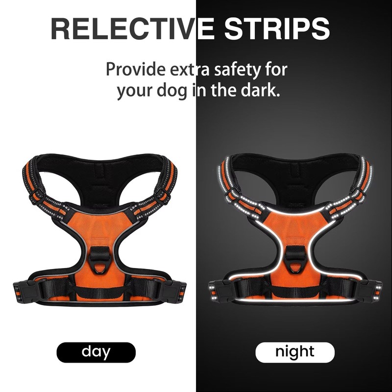Belababy Dog Harness Small Medium Large No Pull, Adjustable Reflective