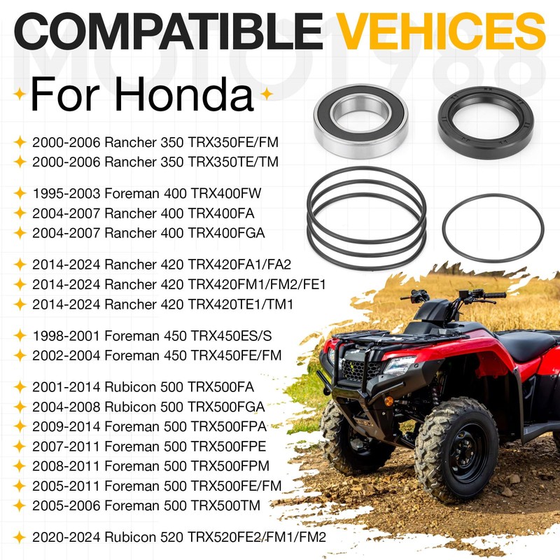 Rear Axle Brake Drum Wheel Seal Bearing for Honda Rancher